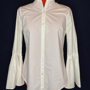 Worthington S white button front with fancy sleeves